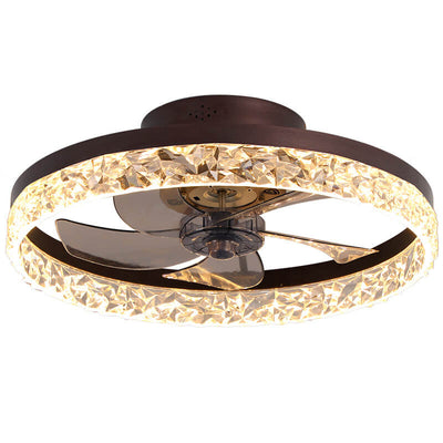 Modern Circle Ring LED Semi-Flush Mount Ceiling Fan Light