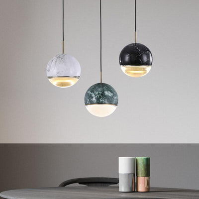 Modern Spherical Marble 1-Light LED Pendant Light