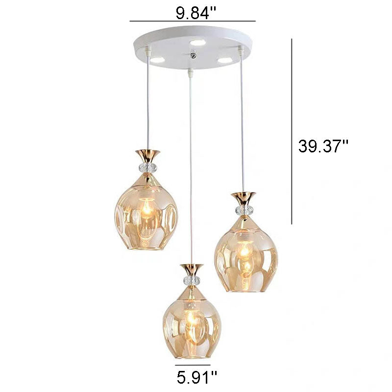 Nordic Gradient Glass Orb 1/3 Light Island Light Chandelier