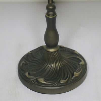 Vintage Tiffany Baroque Stained Glass 1-Light Zipper Switch Table Lamp