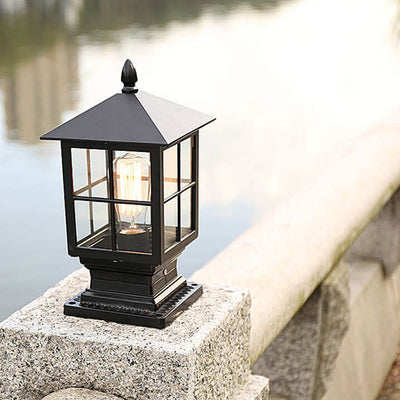 Europäische Säulenlaterne für den Außenbereich, wasserdicht, rostfrei, 1-Licht-Terrassenlicht 