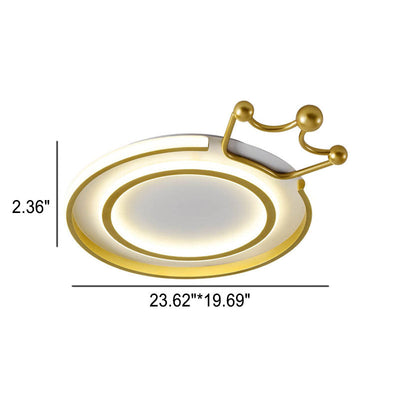 Modern Luxury Gold Crown Round LED Flush Mount Ceiling Light