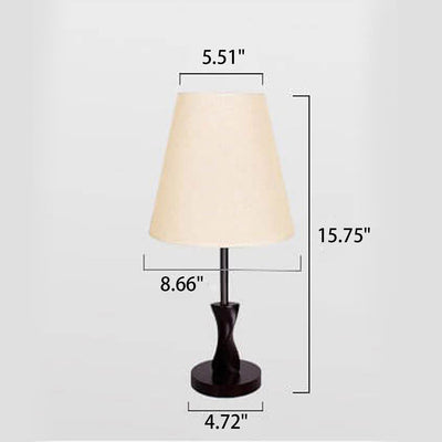 Modern Minimalist Solid Wood Fabric 1-Light Table Lamp