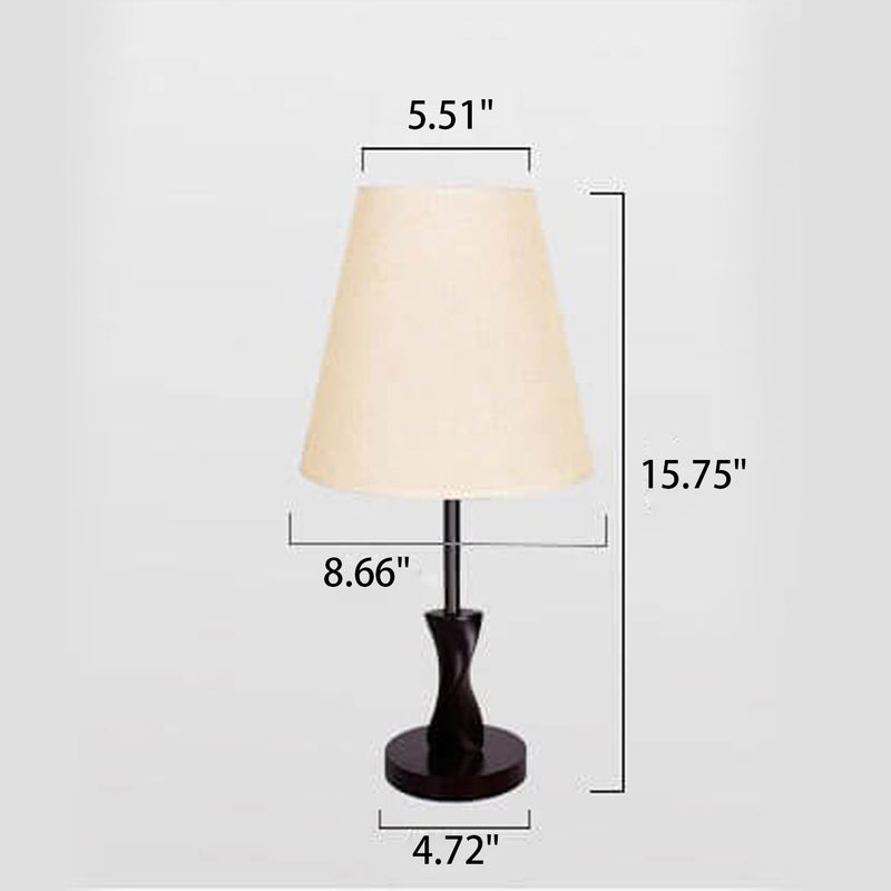 Modern Minimalist Solid Wood Fabric 1-Light Table Lamp