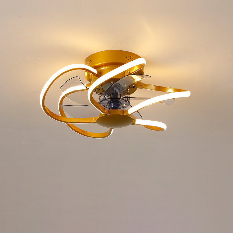 Moderner kreativer Käfig LED-Deckenventilator mit halb bündiger Montage 
