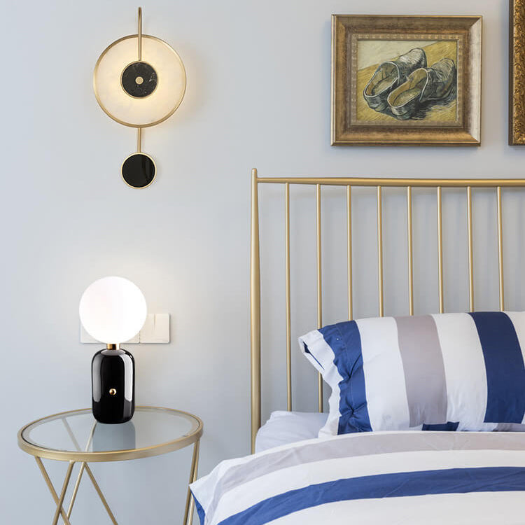Reloj de Pared de Mármol Nórdico Moderno Diseño de Lámpara Aplique de Pared de 1 Luz 