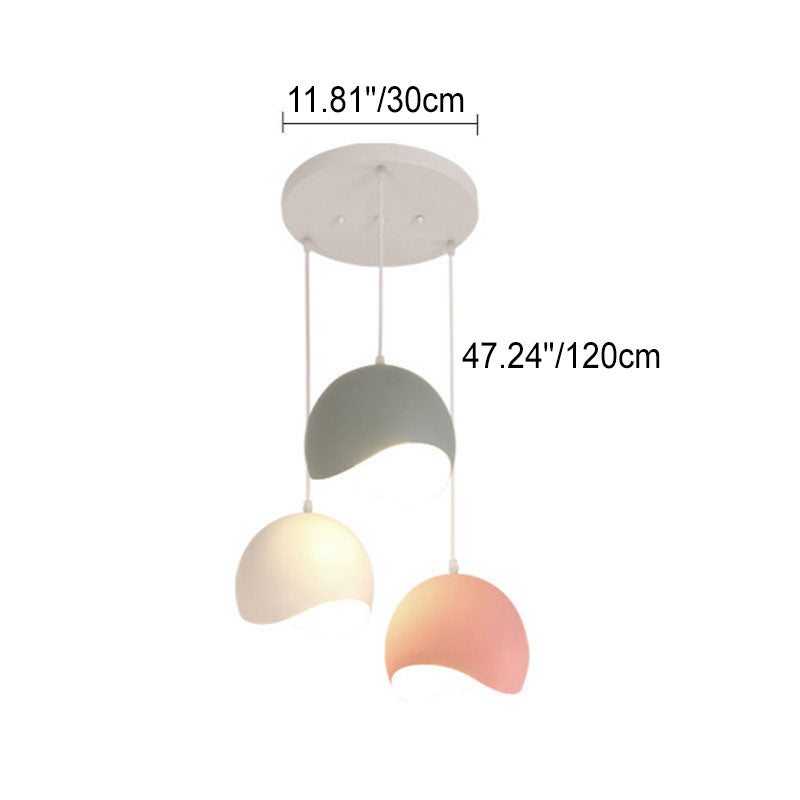 Nordic Solid Color Aluminum Round Dome 1/3 Light Island Light Chandelier