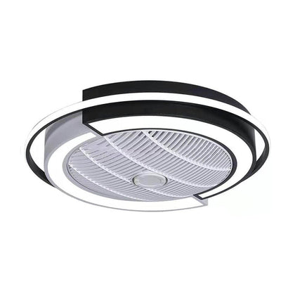 Modern Creative Round LED Semi-Flush Mount Ceiling Fan Light