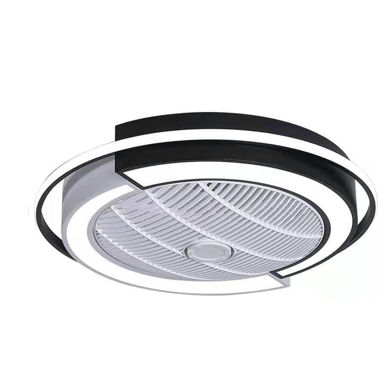 Modern Creative Round LED Semi-Flush Mount Ceiling Fan Light