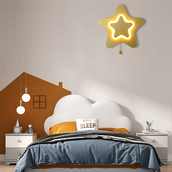Lampe murale LED à cordon moderne créative en forme d'étoile pentagramme 