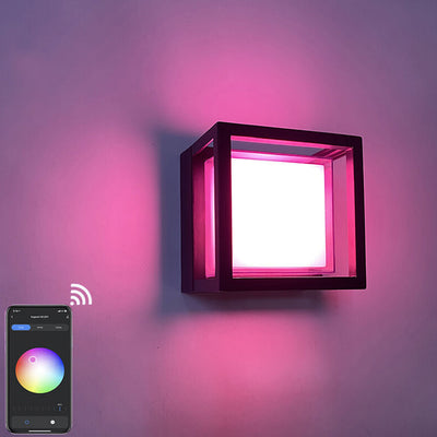 Modern Outdoor Square RGB APP Dimming LED Wall Sconce Lamp
