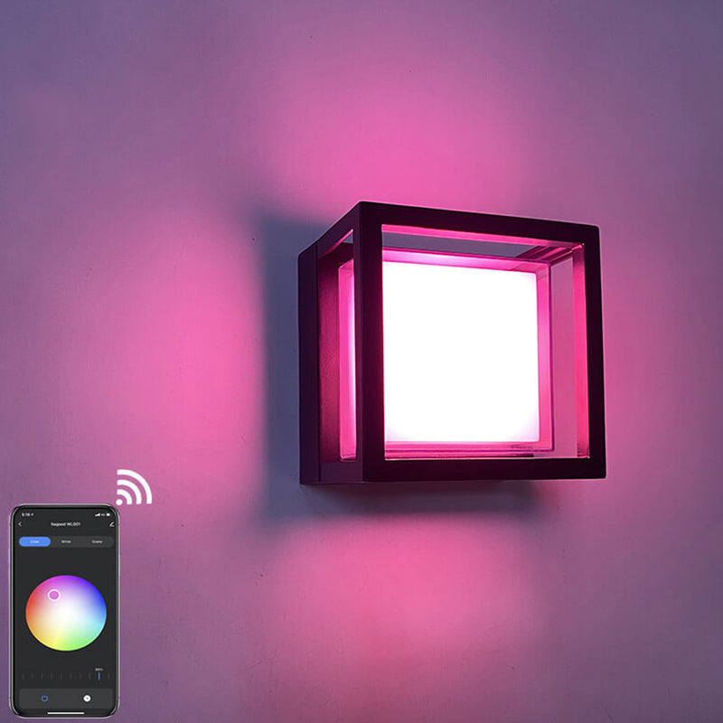 Modern Outdoor Square RGB APP Dimming LED Wall Sconce Lamp