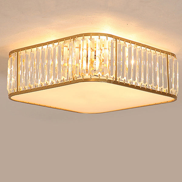 Modern Crystal Square 5-Light Flush Mount Ceiling Light