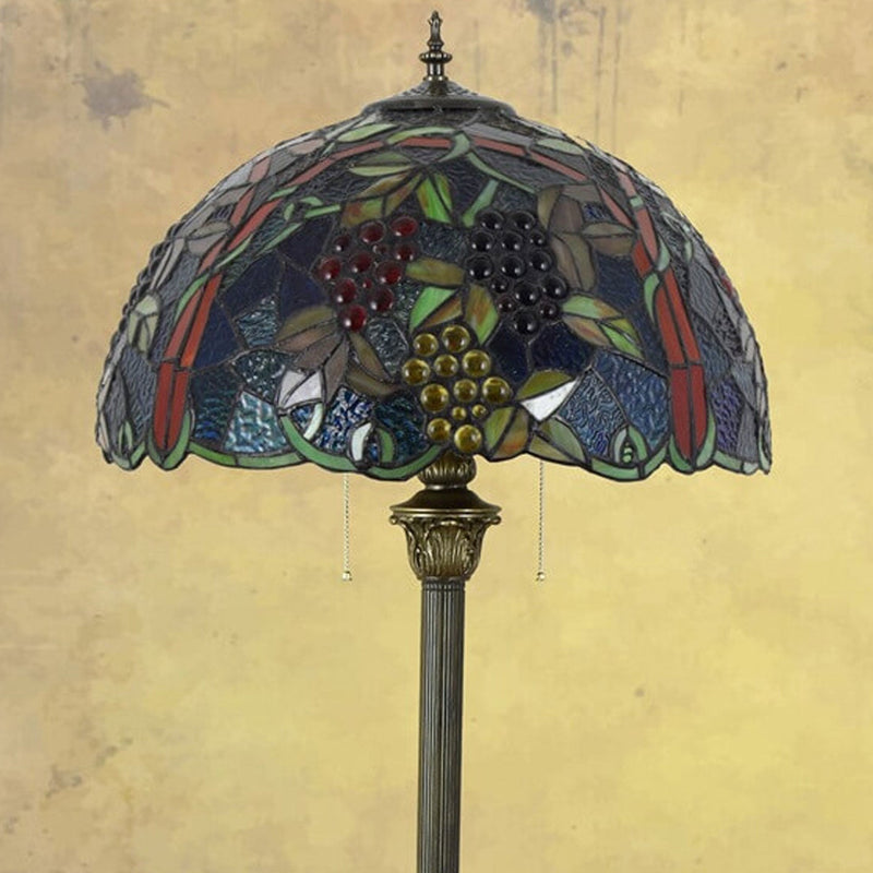 Tiffany European Creative Buntglas-Traubenmuster-Design 2-Licht-Stehlampe 