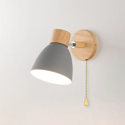 Modern Minimalist Solid Color Macaron Iron Wood 1-Light Wall Sconce Lamp