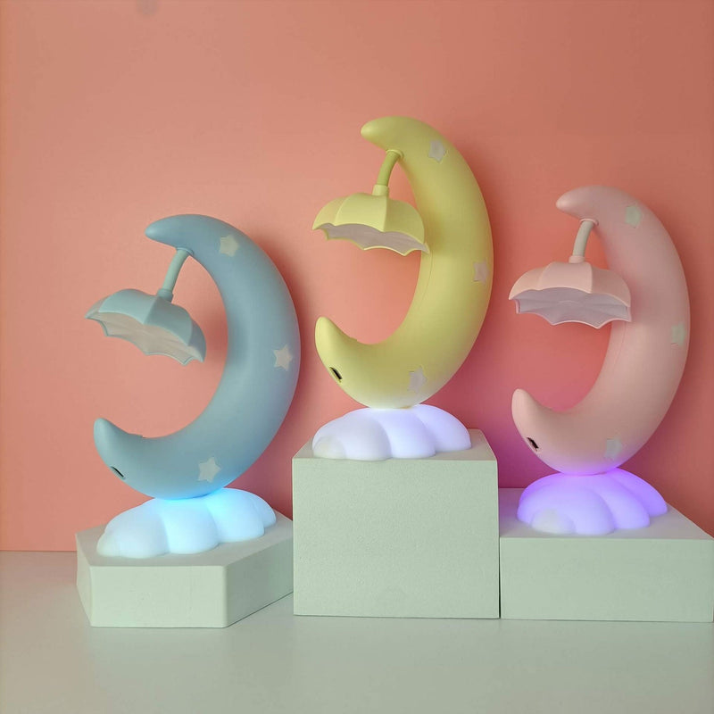 Lampe de table LED de nuit avec protection des yeux en forme de bateau de lune de dessin animé 