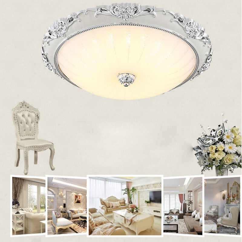 European Retro Round Floral Design LED Flush Mount Ceiling Light