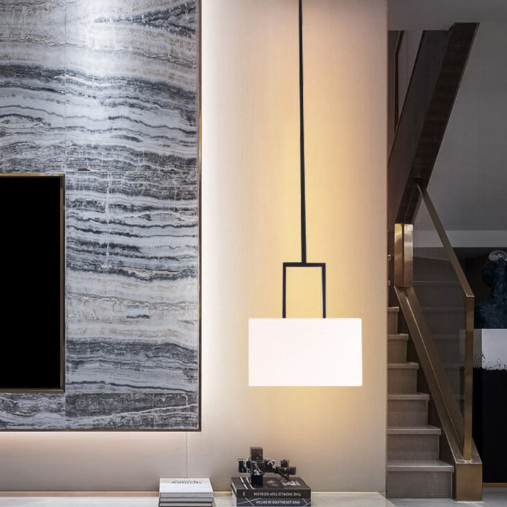 Lámpara colgante de 1 luz con pantalla de lino blanco moderno 