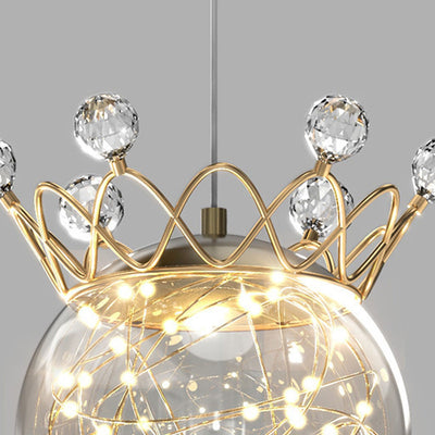 Modern Starry Crown Glass Orb LED Pendant Light