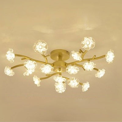 Nordic Creative Plum Blossom Tree Branch LED Semi-Flush Mount Ceiling Light