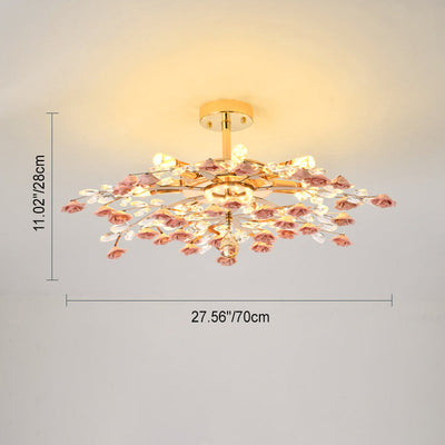 Modern Luxury Rose Iron Ceramic Crystal 6/7/8 Light Chandelier