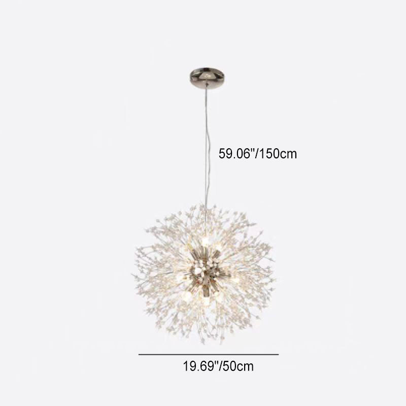 Contemporary Scandinavian Dandelion Hardware Crystal 8/9/12/16 Light Chandelier For Bedroom