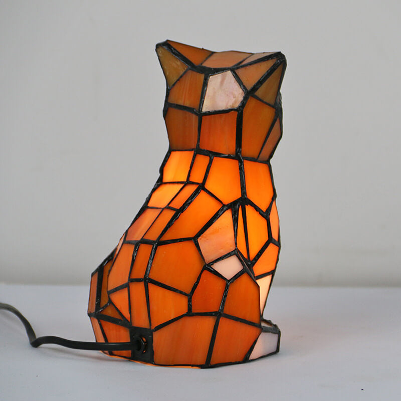 Tiffany Creative Chats /Chiens en Vitrail Lampe de Table Veilleuse 1 Lumière 
