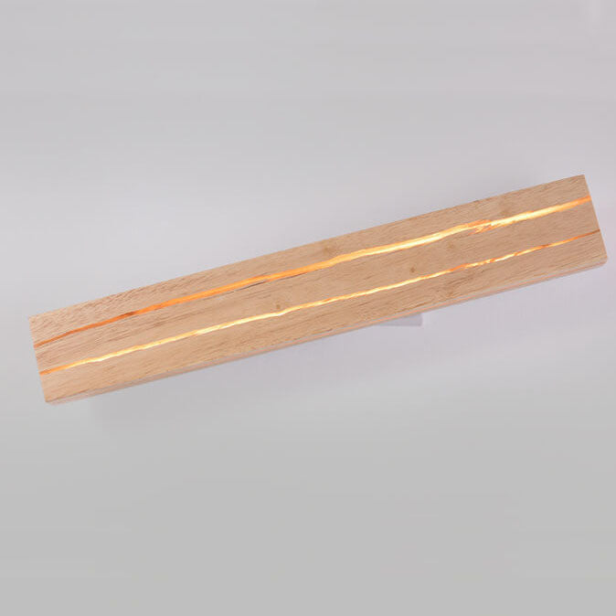 Lámpara Aplique de Pared LED Rectangular de Madera Craquelada Creativa Moderna 
