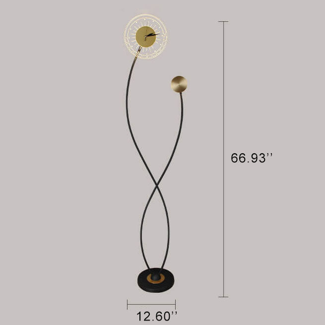Modern Creative LED Art Standing Floor Lamp with Clock