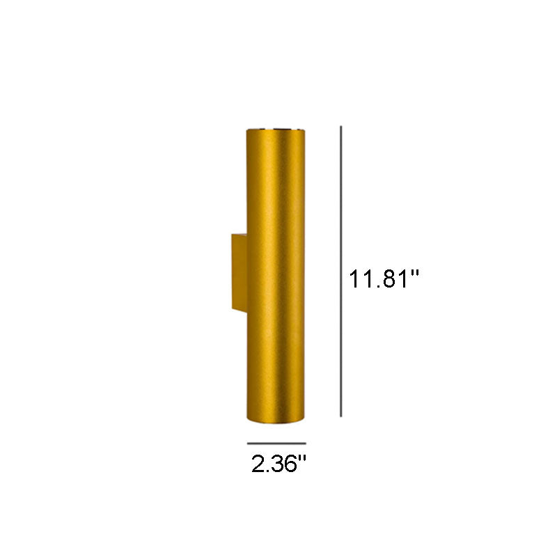 Simple Aluminum Cylindrical 2-Light Wall Sconce Lamp