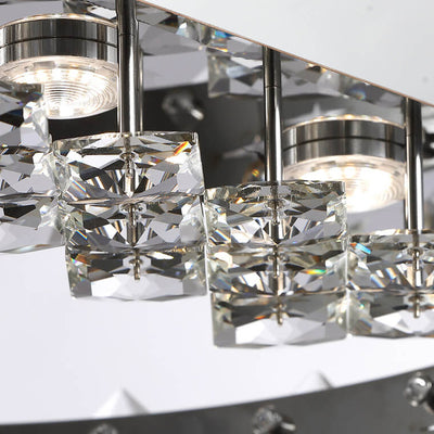 Moderne Luxus-Kristallkreis-LED-Deckenleuchte mit halbbündiger Montage 