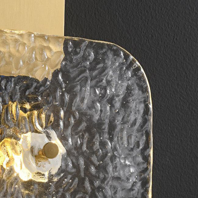 مصباح حائط LED مربع من الزجاج والنحاس في تصميم فن ما بعد الحداثة 