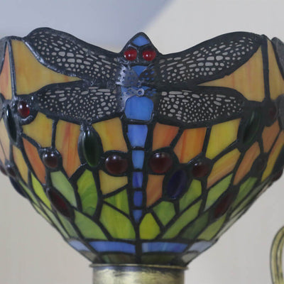 Tiffany Retro Dragonfly Glass 1-Light Wall Sconce Lamp