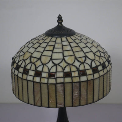 European Tiffany Yellow Baroque Glass 1-Light Table Lamp