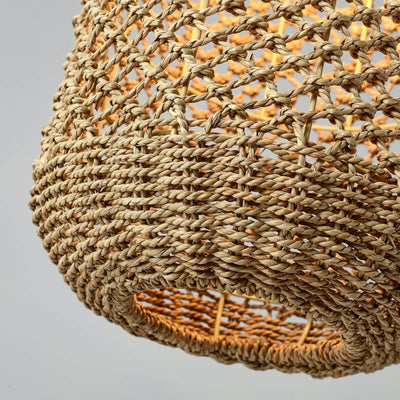 Vintage Straw Weaving Column 1-Light Pendant Light