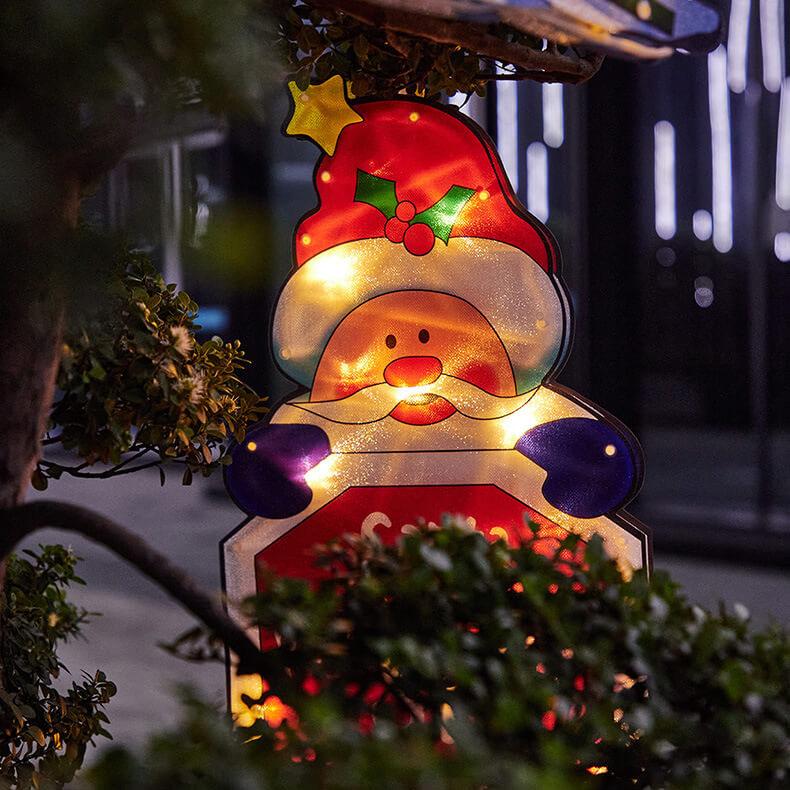Décoration de fenêtre à ventouse avec lumières de Noël à l&