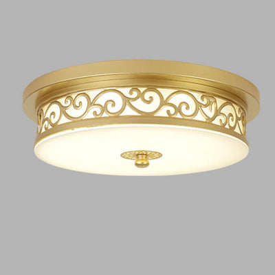 Vintage Circle Patterned Edge Iron 1-Light LED Flush Mount Ceiling Light