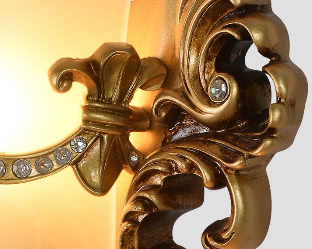 Aplique de pared de resina con talla retro europea de 1 luz 