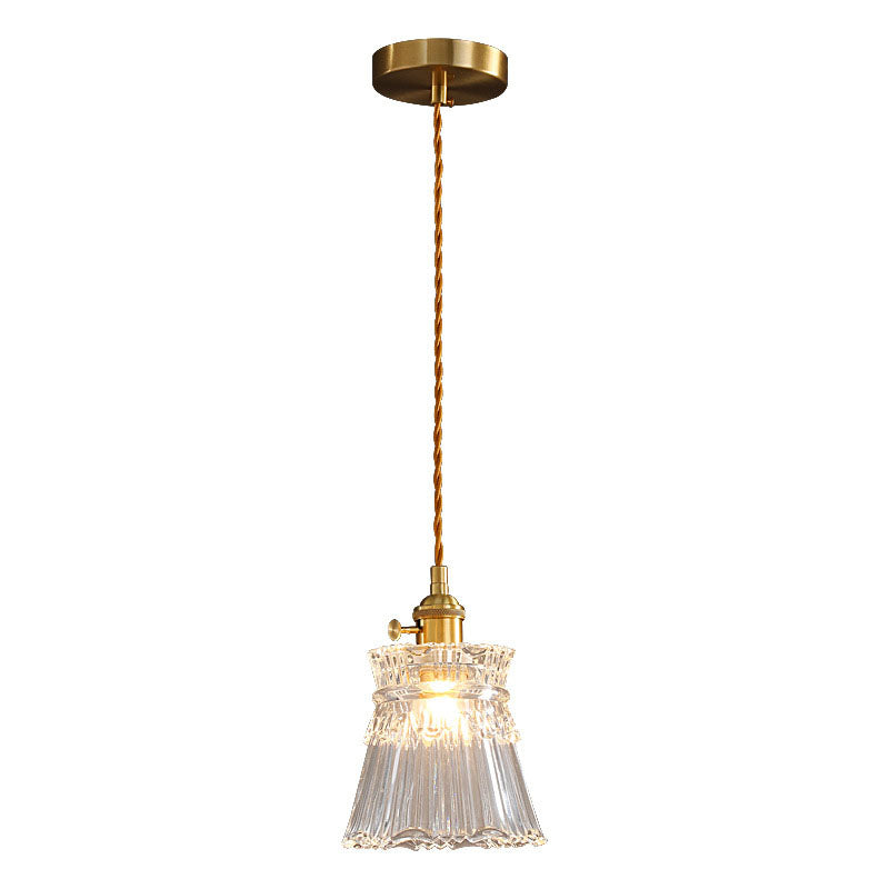 Modern Luxury Glass Bell Shade Brass 1-Light Pendant Light