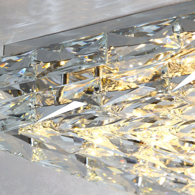 Modern Luxury Crystal Square LED Flush Mount Ceiling Light