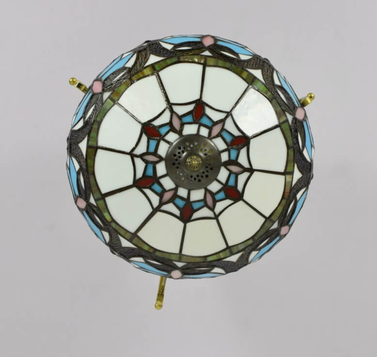 Tiffany Mediterranean Blue Stained Glass 2-Light Semi-Flush Mount Ceiling Light