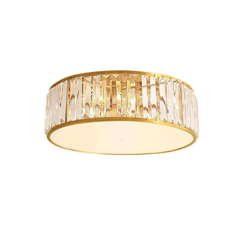 Modern Brass Crystal Round 3/4 Light Flush Mount Ceiling Light