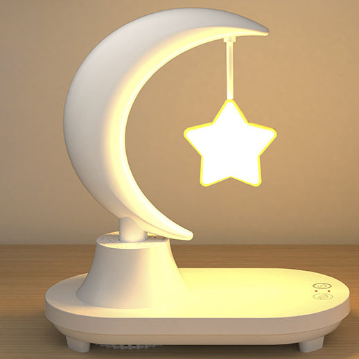 Modern Art Deco ABS Moon Shape Bluetooth Speaker Night Light LED Table Lamp