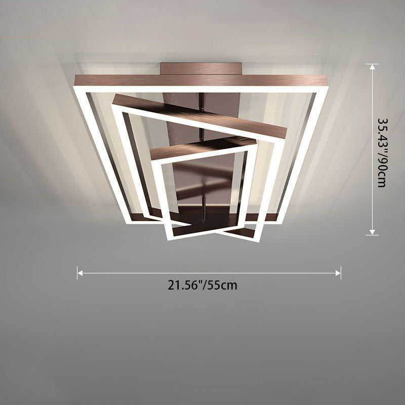 Modern Minimalist Aluminum Finish Multi-layer Rectangular Frame LED Fl ...