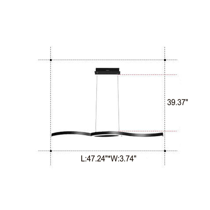Lustre créatif à LED design moderne à lignes courbes pour îlot 