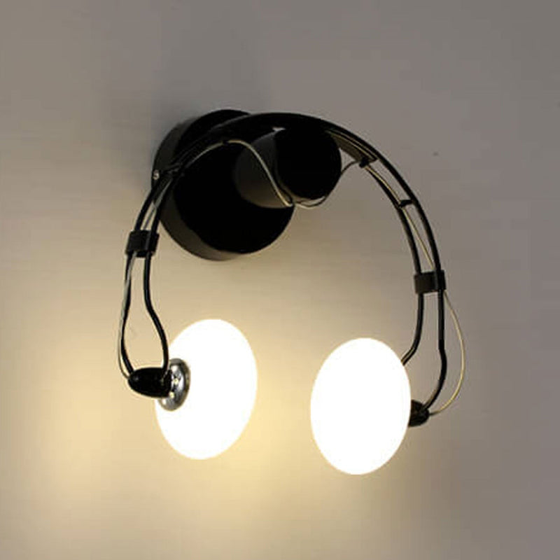 Modern Glass Creative Headphone Design 2-Light Wall Sconce Lamp