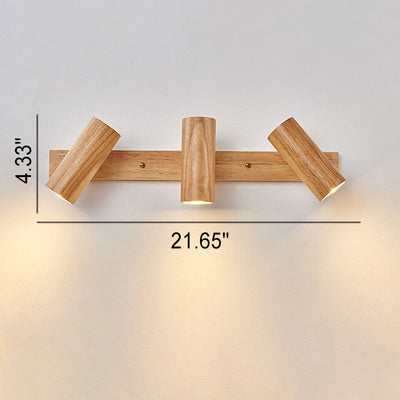 Japanese Minimalist Solid Wood Spotlight Track 1/3/4 Light Flush Mount Ceiling Light