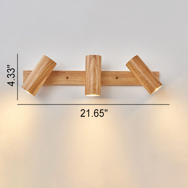 Japanese Minimalist Solid Wood Spotlight Track 1/3/4 Light Flush Mount Ceiling Light