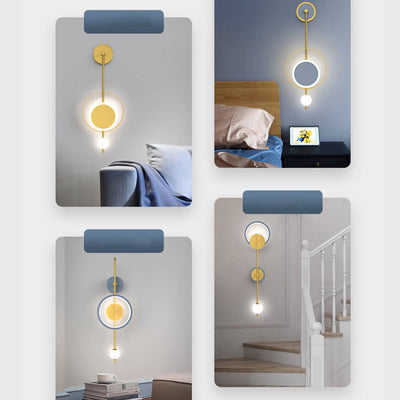 Moderne minimalistische Eisenkreis-LED-Licht-Wandleuchte mit geradem Arm