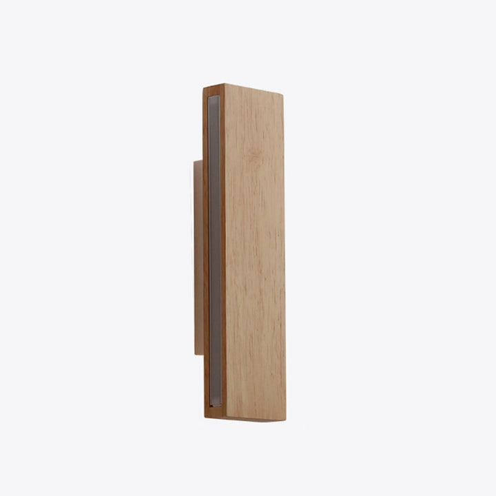 Contemporary Nordic Log Rectangular Flat Rotatable Solid Wood Acrylic LED Wall Sconce Lamp
